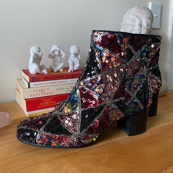 I Love Billy Nellie Black Multi Tri Sequin Size 9 (40) - Picture 6 of 10